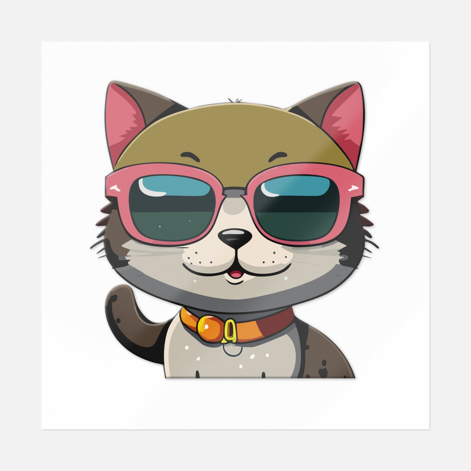 Cat wearing a bucket hat and glasses Sticker for Sale by