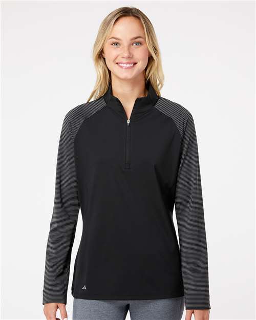 Adidas A521 Women's Stripe Block Quarter-Zip Pullover