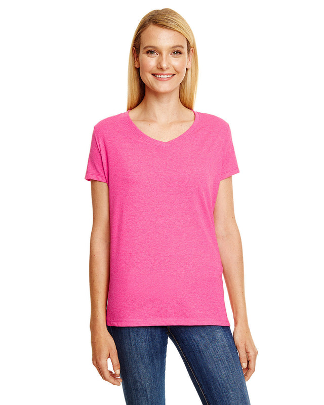 Hanes 42VT - Camiseta con cuello en V para mujer X-Temp Triblend