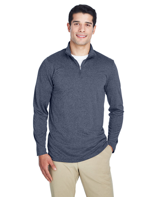 UltraClub 8618 Men's Cool & Dry Heathered Performance Quarter-Zip