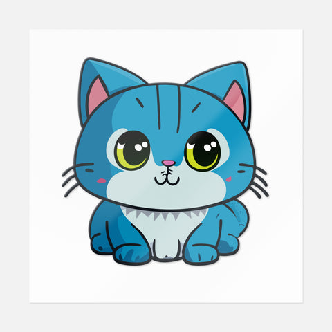 Blue Fur Cat Sticker