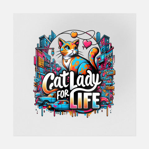 猫女士生活街头艺术 - DTF 传输