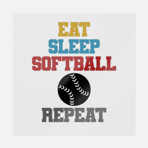 Eat, Sleep, Softball, Repeat Multicolor Transfer