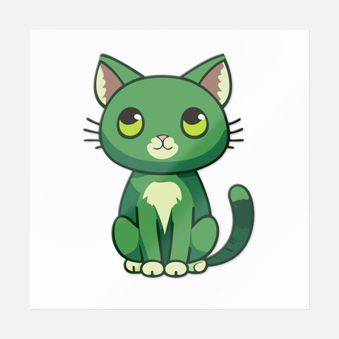 Green Kitty Sticker