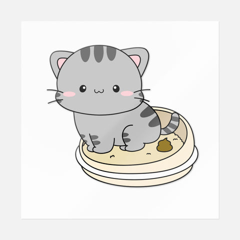 Grey Taddy Cat Sticker