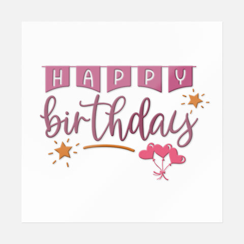 Happy Birthday With Banner And Balloons Sticker