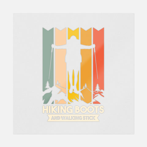 Hiking Boots And Walking Stick Transfer