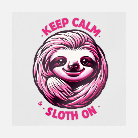 Keep Calm And Sloth On Pink Transfer