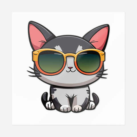 Kitty With Glasses Sticker