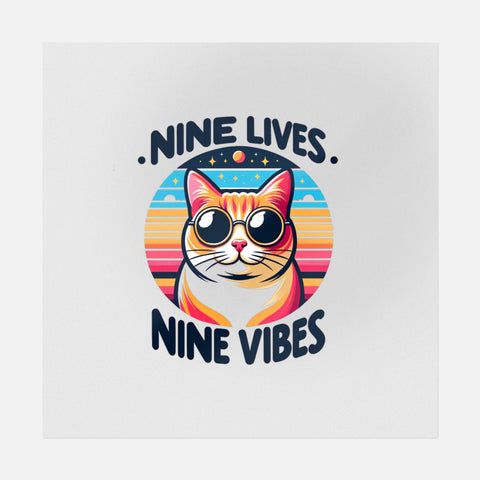 Nine Lives Nine Vibes Cool Flat Art Transfer