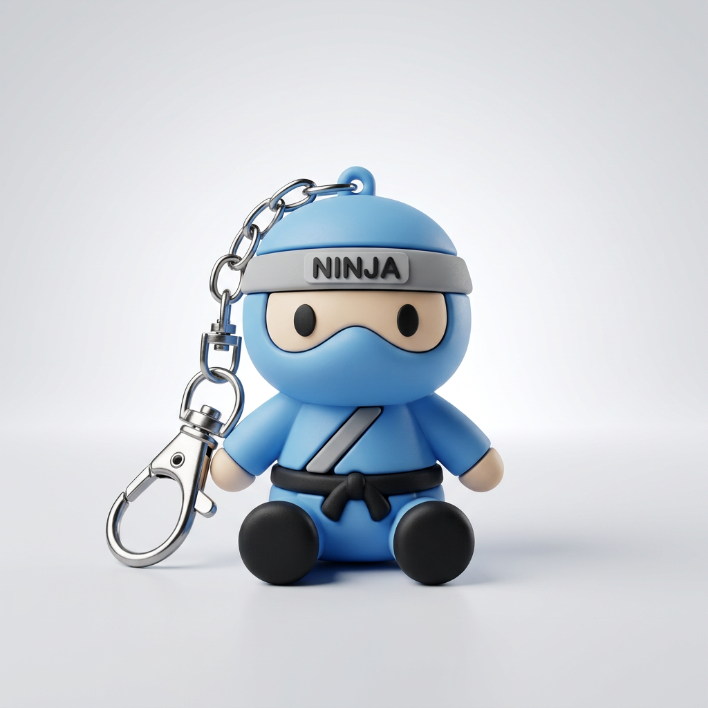 Stikbot Keychain Black & Blue Belt Exclusive - Ninja Bodyguard Keychain