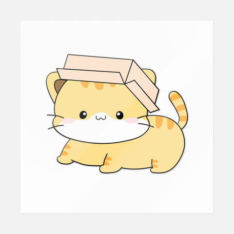 Orange Taddy Cat In The Box Sticker