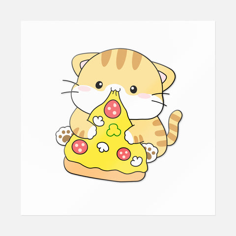 Orange Taddy Cat Pizza Sticker