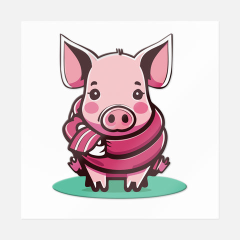 Pig With Scarf Sticker