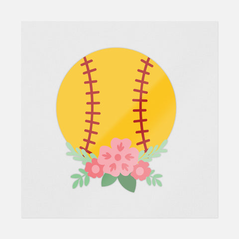 Softball and Flowers Transfer