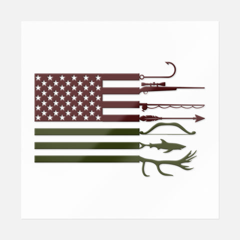 US Flag Hunting Sticker