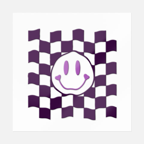 Warped Checker Smiley Sticker