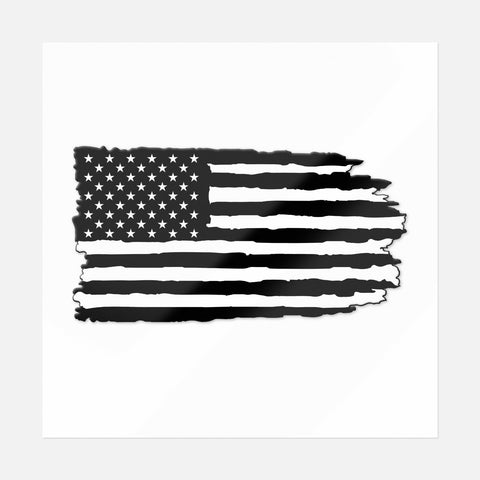 American Distressed Flag Sticker (Black & White) - Ninja Transfers