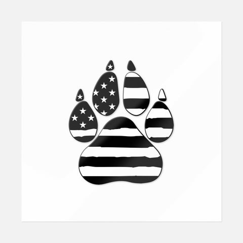 American Dog Paws With Outline Sticker (Black & White) - Ninja Transfers