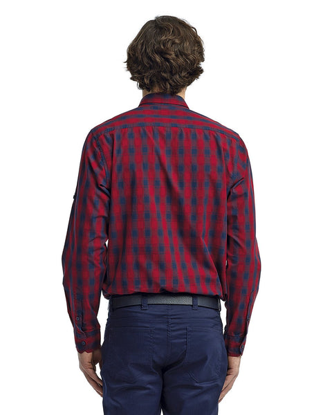 Artisan Collection by Reprime RP250 Men's Mulligan Check Long - Sleeve Cotton Shirt - Ninja Transfers