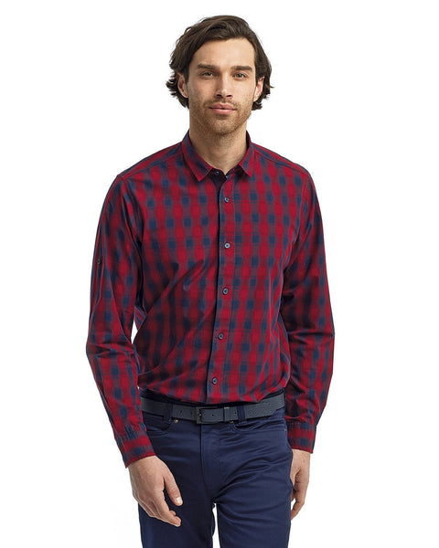 Artisan Collection by Reprime RP250 Men's Mulligan Check Long - Sleeve Cotton Shirt - Ninja Transfers