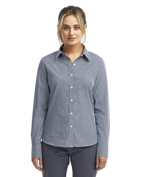 Artisan Collection by Reprime RP320 Ladies' Microcheck Gingham Long - Sleeve Cotton Shirt - Ninja Transfers