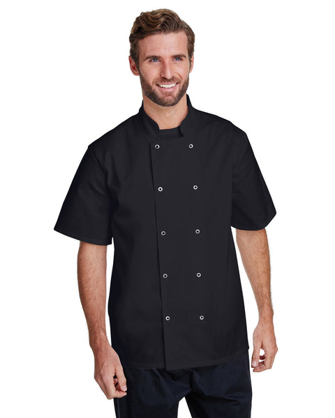 Artisan Collection by Reprime RP664 Unisex Studded Front Short - Sleeve Chef's Coat - Ninja Transfers