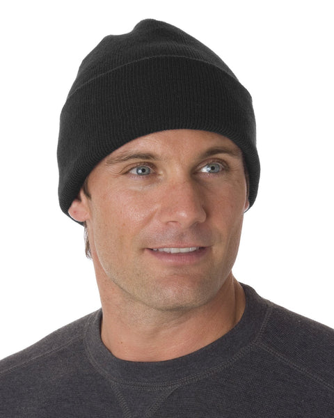 Bayside BA3825 100% Acrylic Knit Cuff Beanie - Ninja Transfers