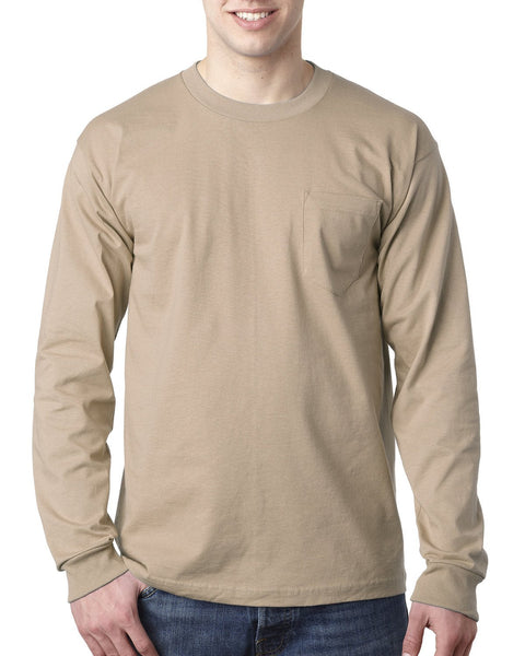 Bayside BA8100 Adult 6.1 oz., 100% Cotton Long Sleeve Pocket T - Shirt - Ninja Transfers