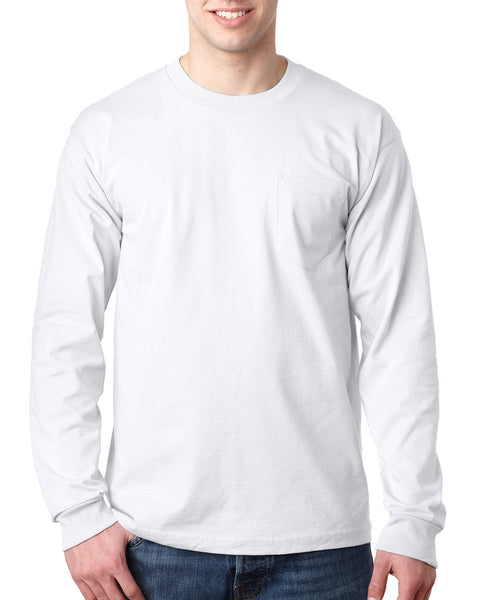 Bayside BA8100 Adult 6.1 oz., 100% Cotton Long Sleeve Pocket T - Shirt - Ninja Transfers