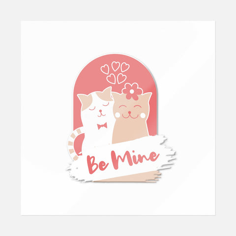 Be Mine Cute Cat Couple Sticker - Ninja Transfers