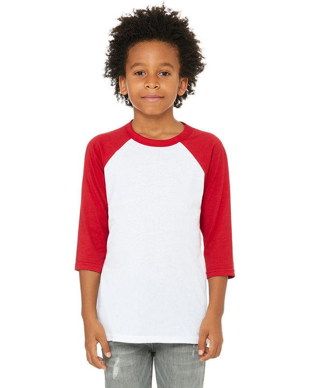 Bella + Canvas 3200Y Youth 3/4-Sleeve Baseball T-Shirt