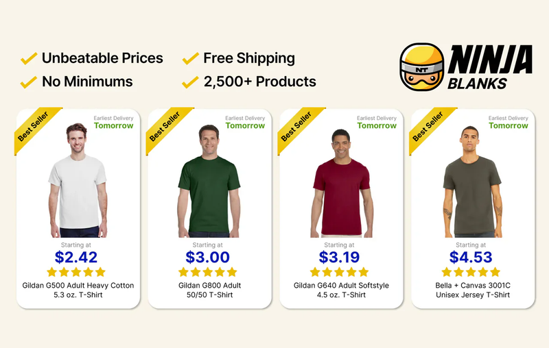 Blank Apparel that Always Ships Free