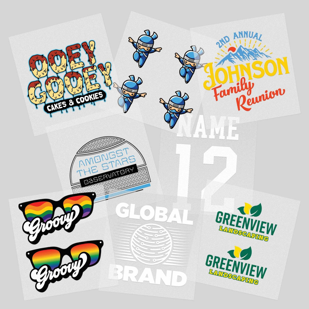 Dtf Transfers Example Free DTF Transfers & UV PermaStickers™ Sample Pack