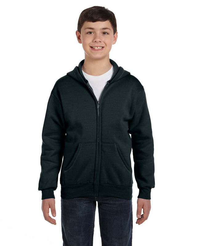 Hanes P480 Youth EcoSmart 50/50 Full-Zip Hooded Sweatshirt