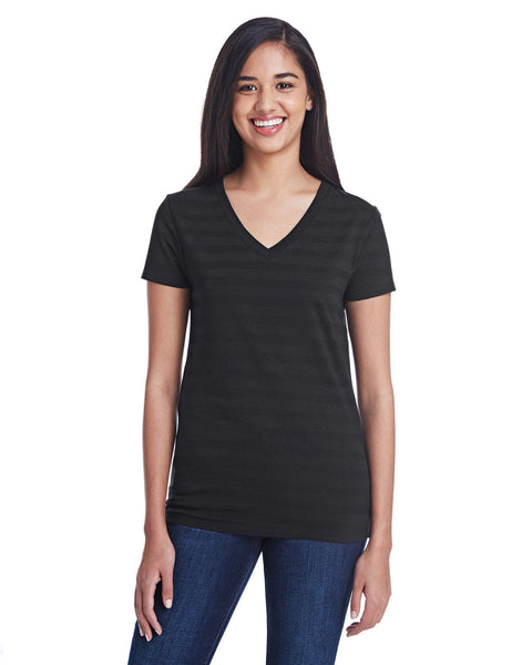 Threadfast Apparel 252RV Ladies' Invisible Stripe V-Neck T-Shirt