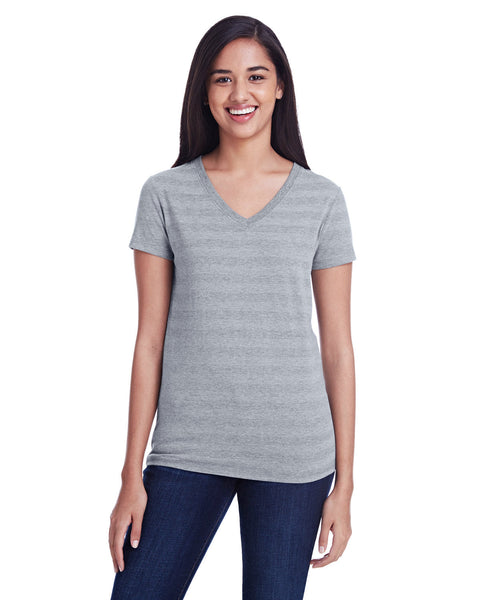 Threadfast Apparel 252RV Ladies' Invisible Stripe V-Neck T-Shirt