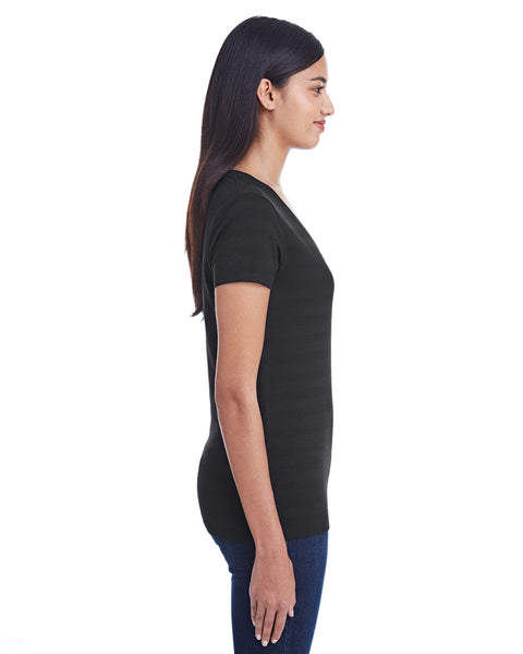 Threadfast Apparel 252RV - Camiseta con cuello en V para mujer con rayas invisibles