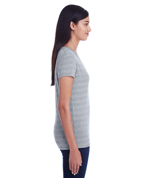 Threadfast Apparel 252RV Ladies' Invisible Stripe V-Neck T-Shirt