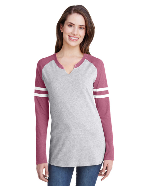 LAT 3534 Ladies' Gameday Mash-Up Long Sleeve Fine Jersey T-Shirt