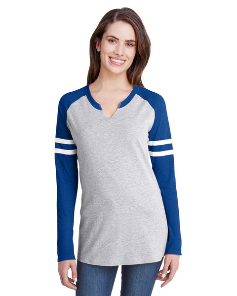 LAT 3534 Ladies' Gameday Mash-Up Long Sleeve Fine Jersey T-Shirt