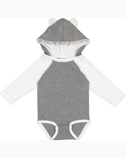 Rabbit Skins 4418 Infant Long Sleeve Fine Jersey Bodysuit With Ears