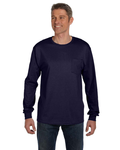 Hanes 5596 Men's Authentic-T Long-Sleeve Pocket T-Shirt