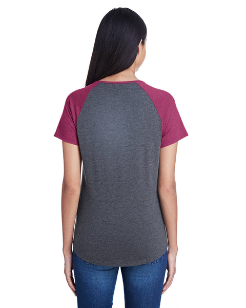 Anvil 6770VL Camiseta raglán de mezcla triple para mujer