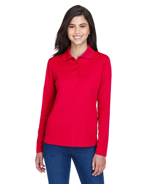 Core 365 78192 Polo piqué de manga larga Pinnacle Performance para mujer