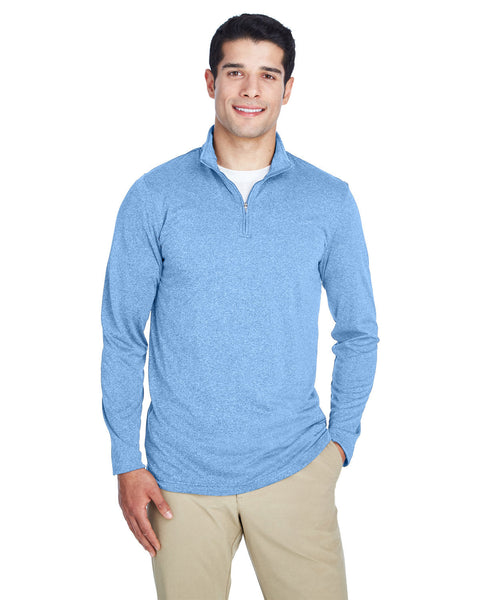 UltraClub 8618 Men's Cool & Dry Heathered Performance Quarter-Zip