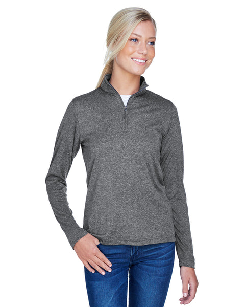 UltraClub 8618W Ladies' Cool &amp; Dry Heathered Performance Quarter-Zip