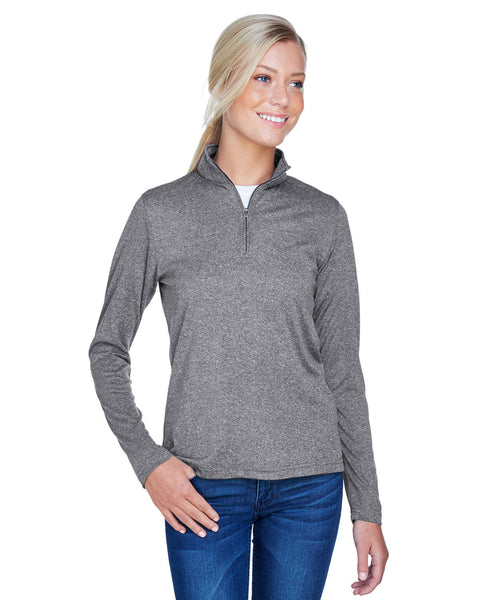 UltraClub 8618W Ladies' Cool & Dry Heathered Performance Quarter-Zip