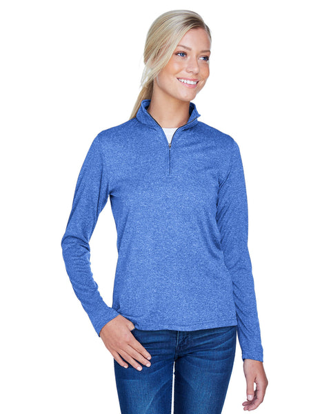 UltraClub 8618W Ladies' Cool &amp; Dry Heathered Performance Quarter-Zip