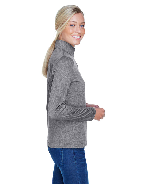 UltraClub 8618W Ladies' Cool &amp; Dry Heathered Performance Quarter-Zip